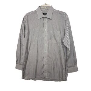 Gitman Bros Shirt Mens 17.5 35 Gray White‎ Striped Button Up USA